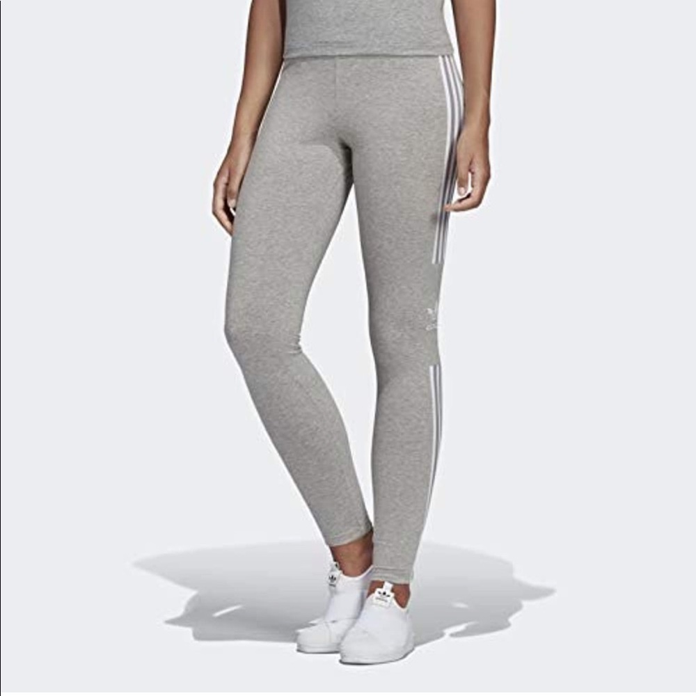 Women’s Adidas Grey Heather Striped Leggings